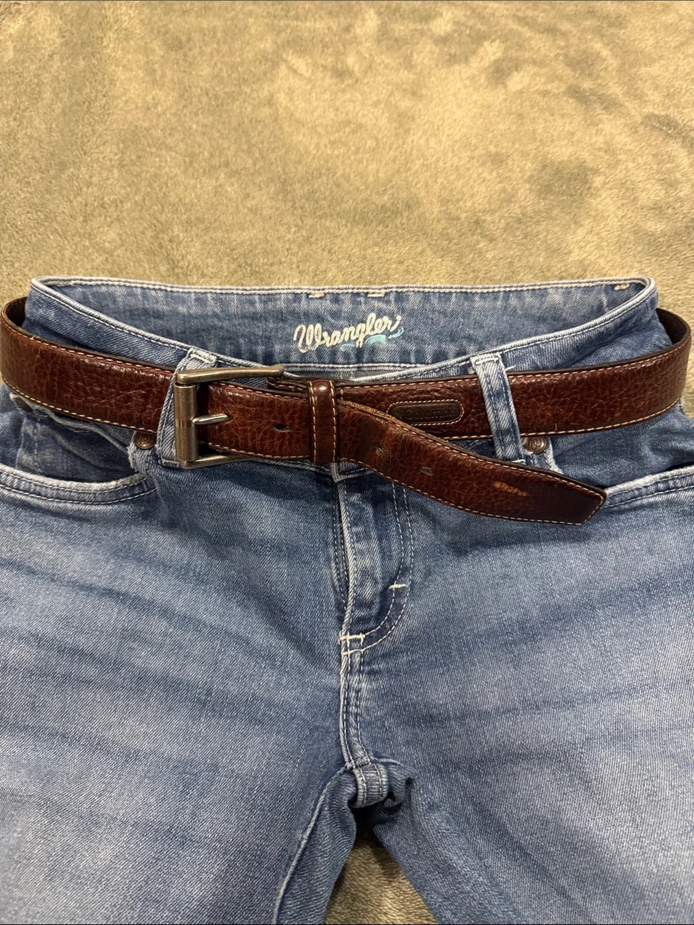 Columbia Leather Belt with Metal Buckle